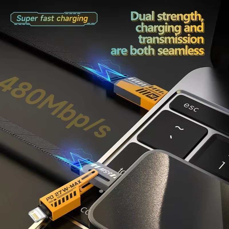 Câble Multi-USB 4-en-1 avec Porte-Clés – Charge Rapide PD 65W - Image 12